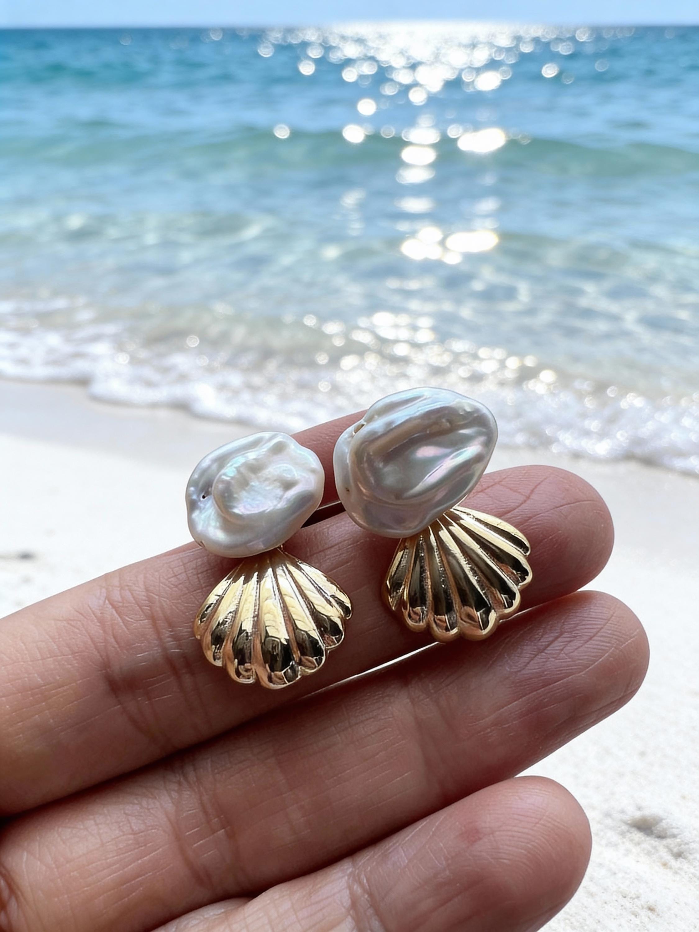 Freshwater baroque Mermaidcore Jewelry, Coastal Grandma Aesthetic, Beachy Boho Earrings, Irregular Pearl Drops.