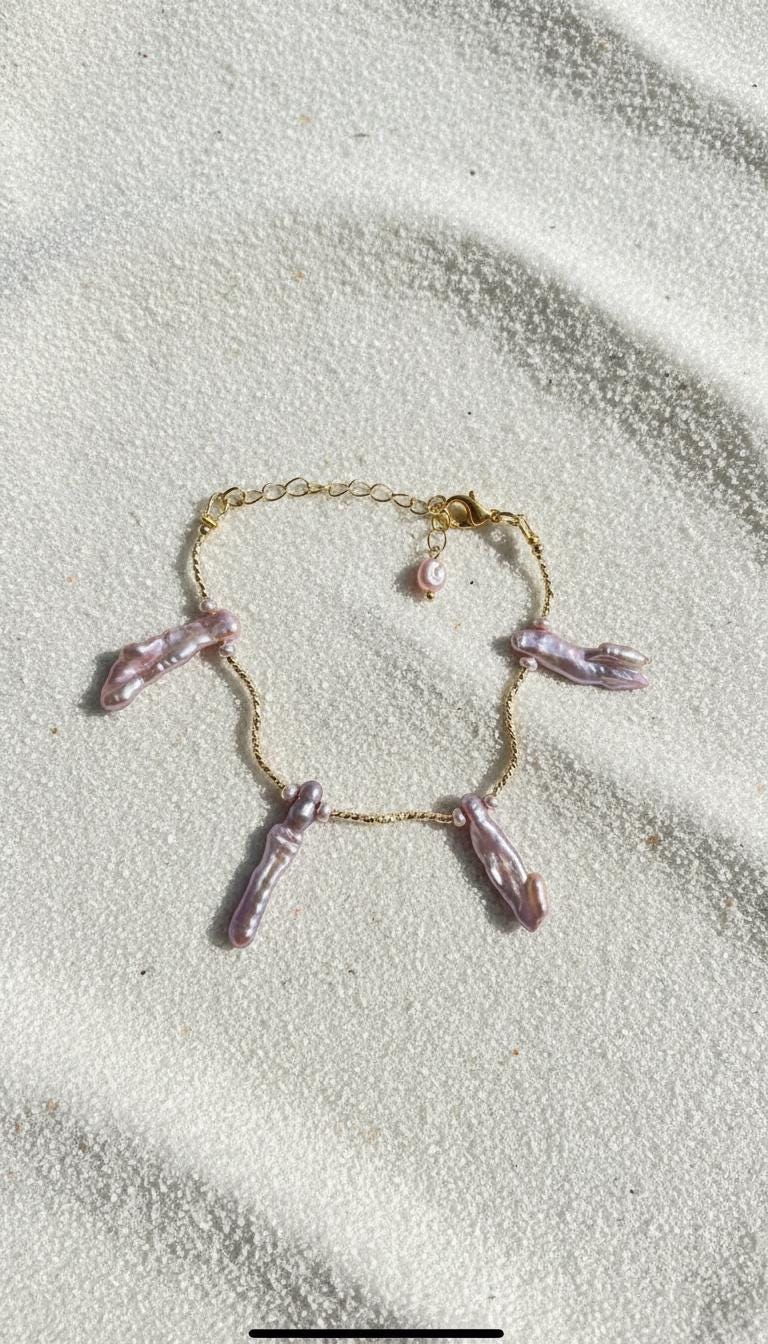 Baroque Freshwater Purple Biwa Pearl Necklace