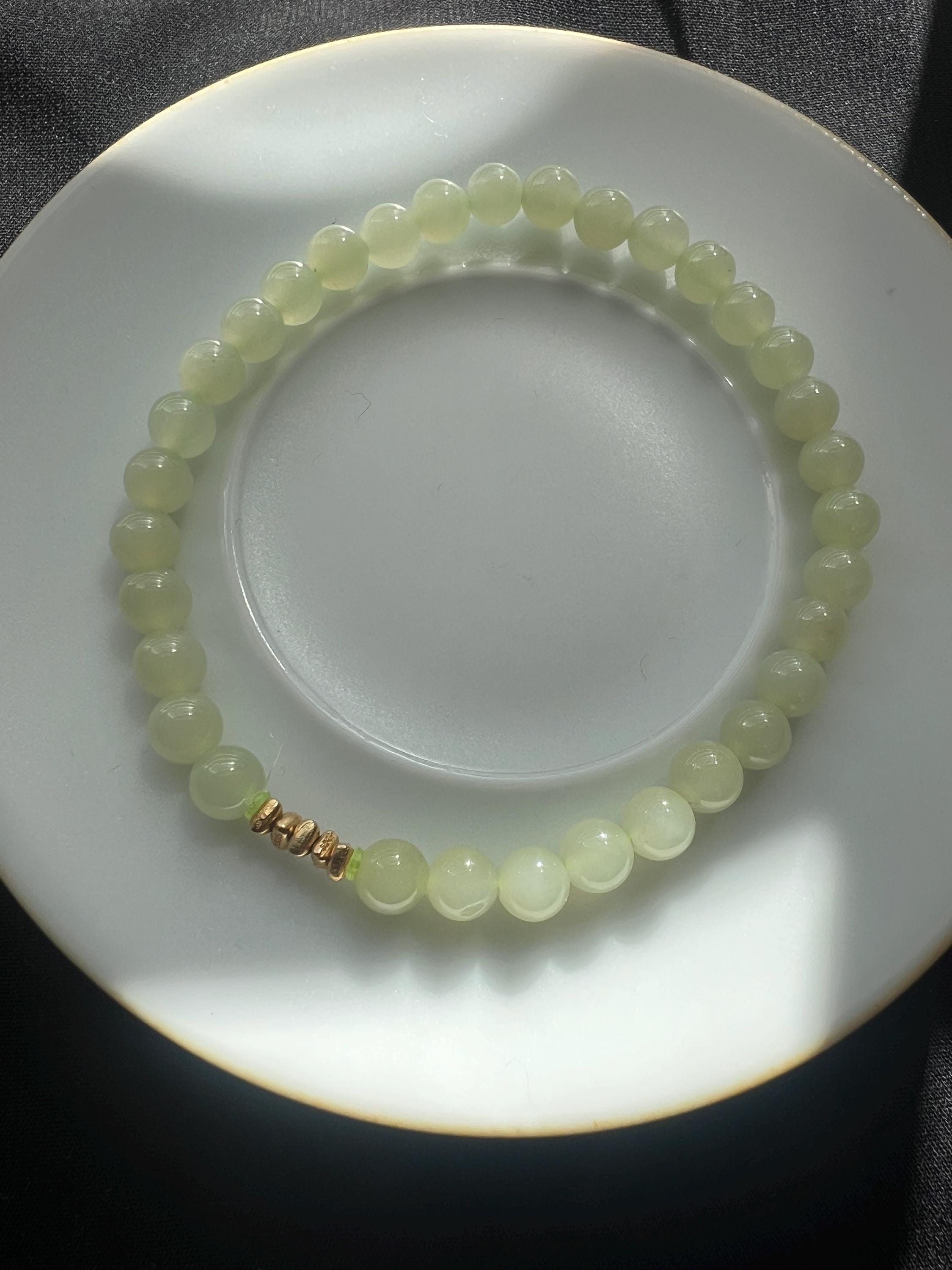 Minimal Jade Bracelet with Gold Spacer – Natural Jade Beaded Bracelet