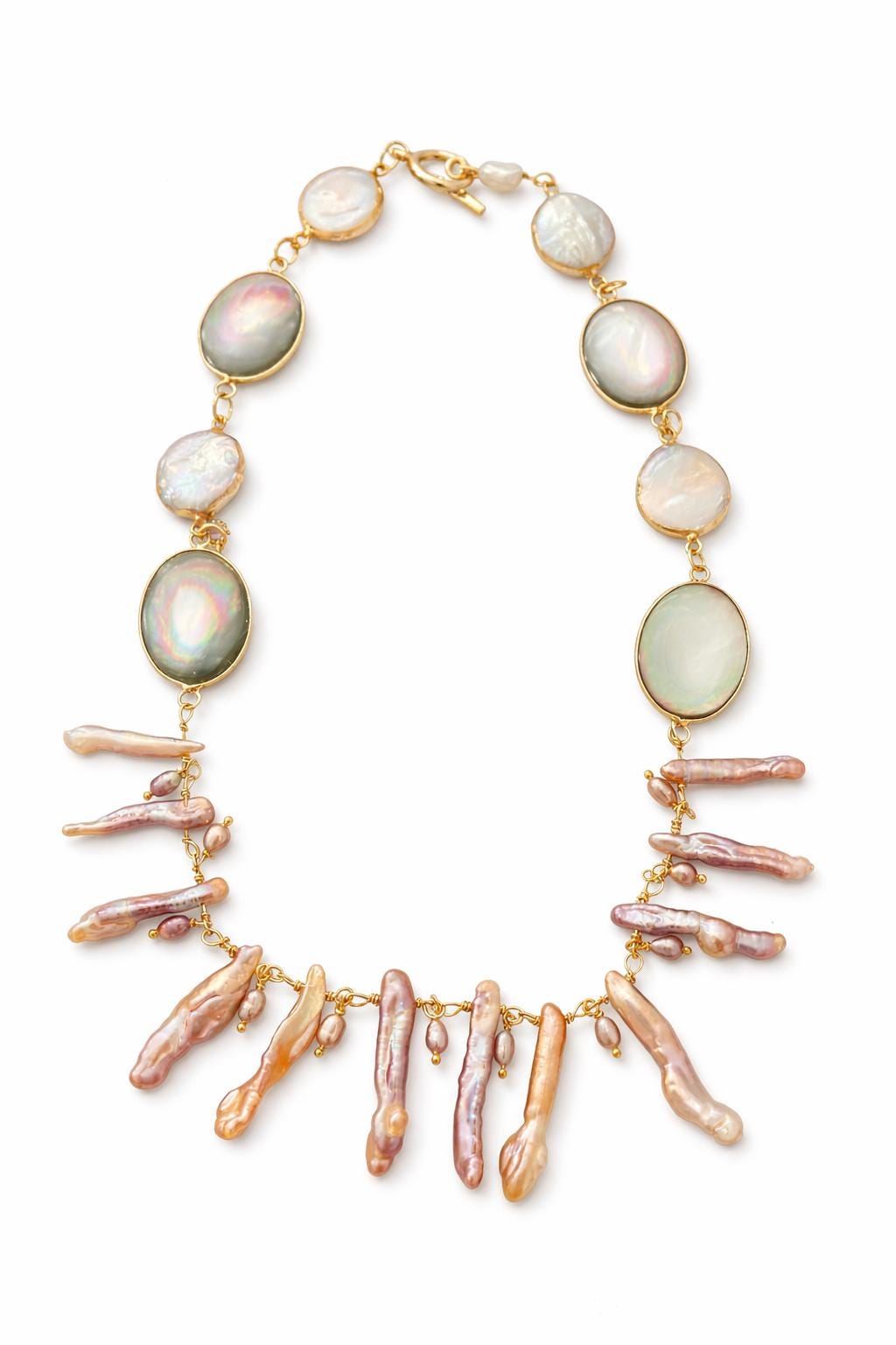 Baroque Pearl Statement Necklace, Ocean Inspired Jewelry, Pink Pearl Necklace, Mother of Pearl Necklace, Artisan Pearl Jewelry Gift for Her