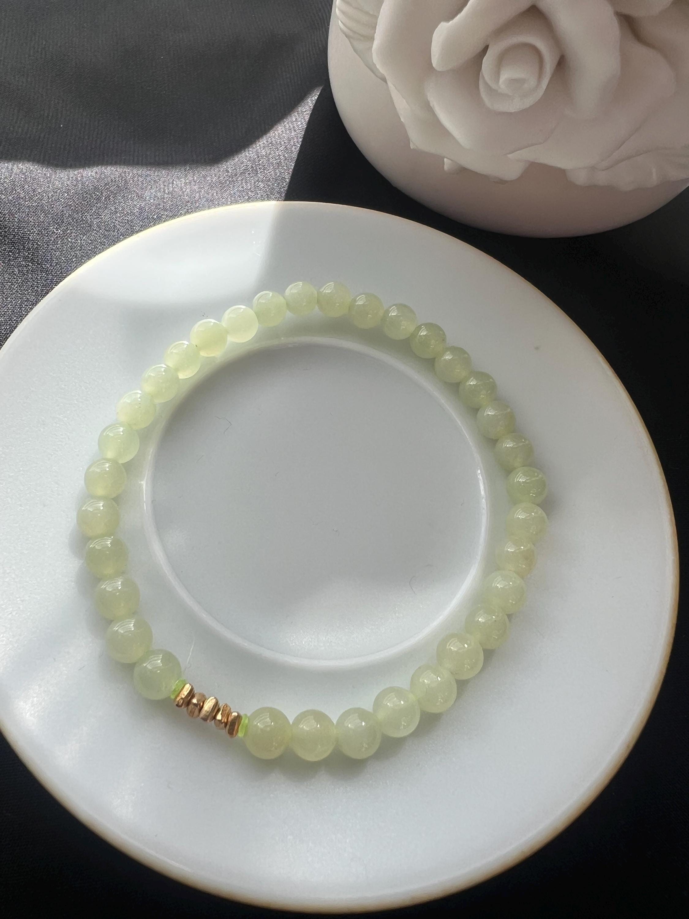 Minimal Jade Bracelet with Gold Spacer – Natural Jade Beaded Bracelet