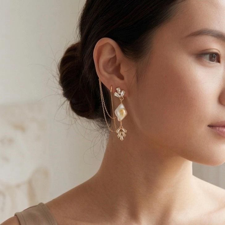 Handmade Baroque Diamond-Shaped Pearl Earrings - Vintage Art Deco Crystal Dangle Earrings - Unique Wedding or Evening Jewelry