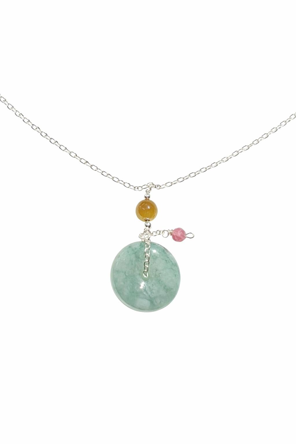 Natural Jadeite Donut Necklace, 14K Gold Filled Chain, Green Jadeite Pendant 1.1cm, Minimalist Jadeite Jewelry, Type A Jade Necklace