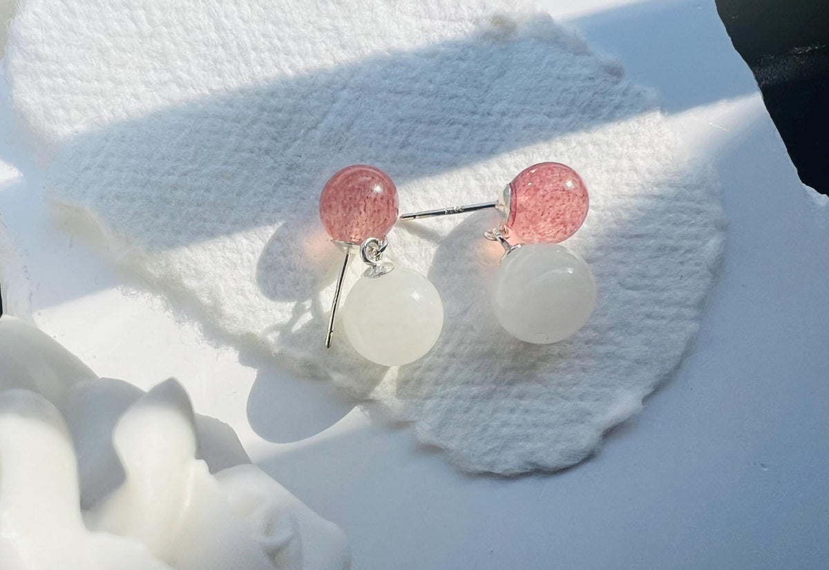 Jade & Aquamarine or Quartz Earrings