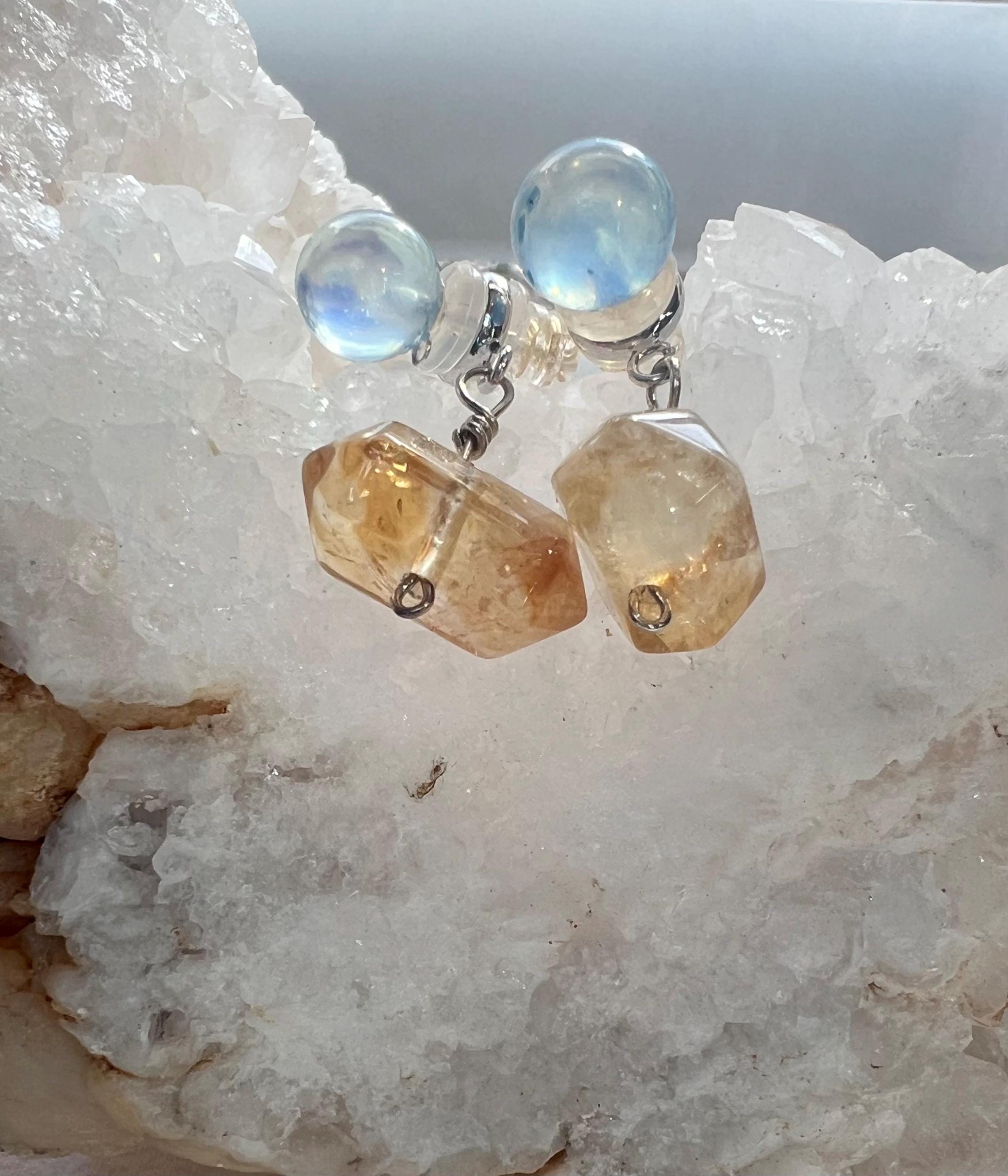 Sea & Sun — Natural Aquamarine and Citrine Ear Jackets