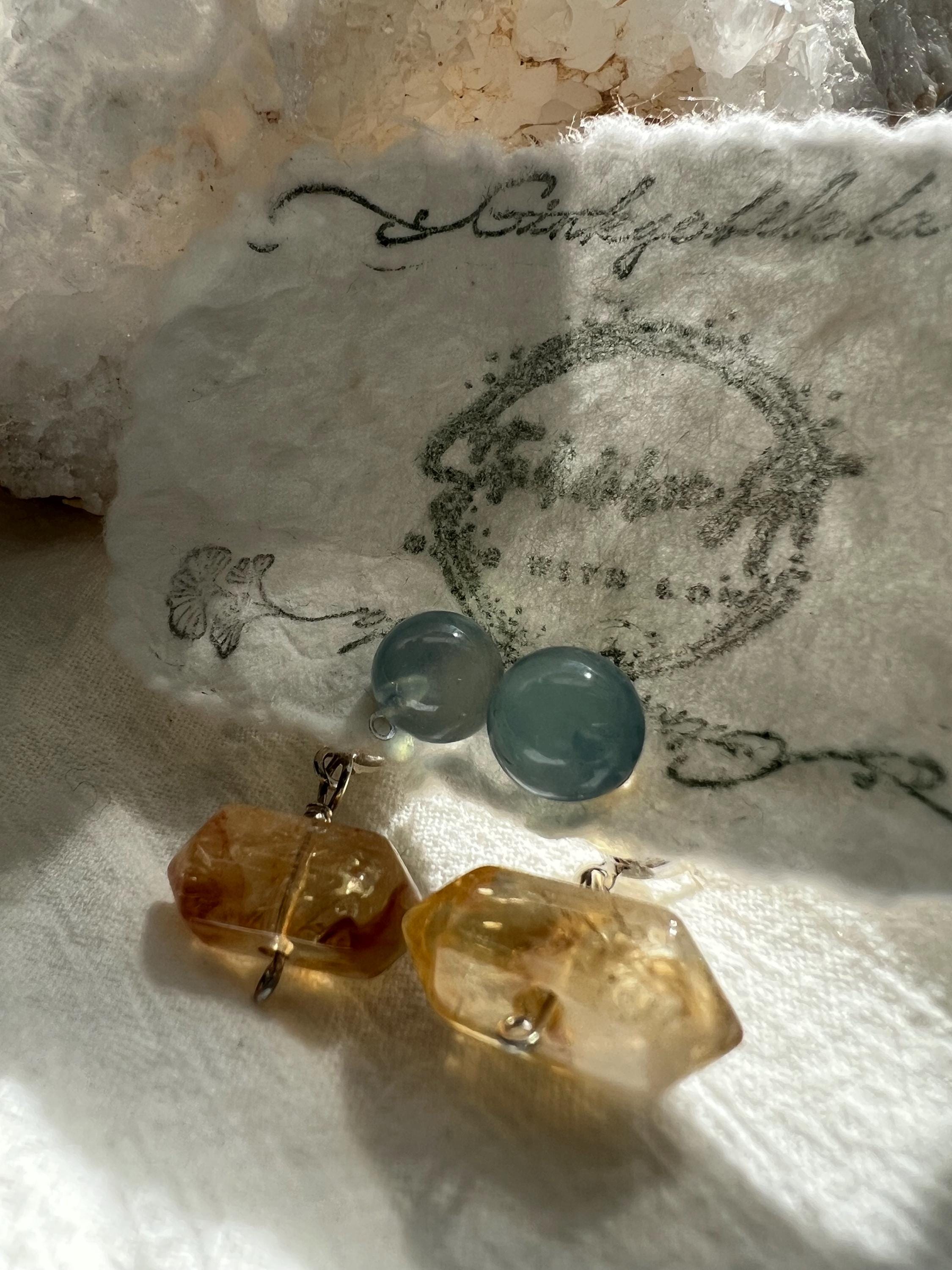 Sea & Sun — Natural Aquamarine and Citrine Ear Jackets