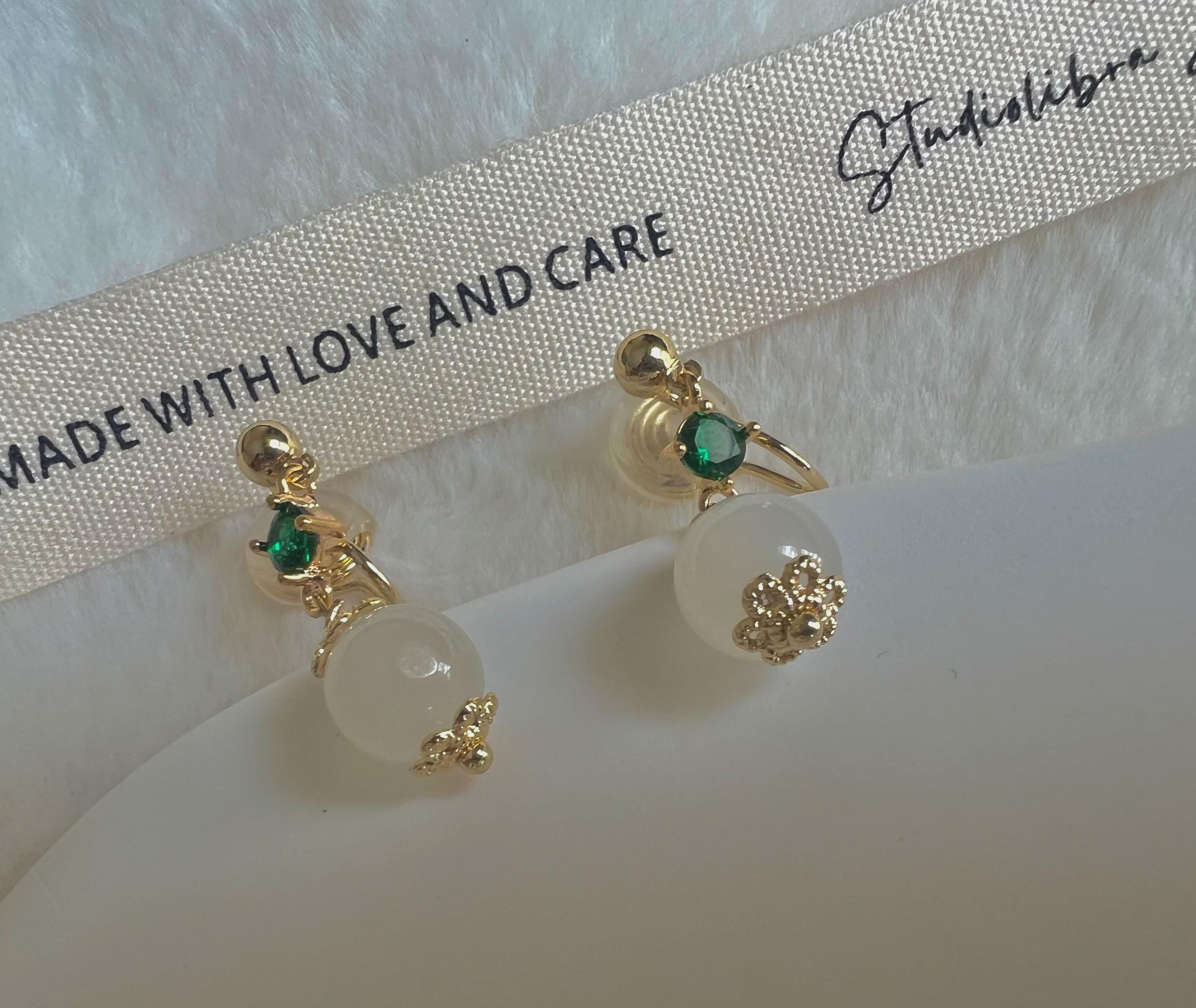 Jade clip on earrings. Natural Jade Drop Earrings, Gold Dangle Jade Earrings, Minimalist Jade Jewelry, Delicate Everyday Earrings, Gift