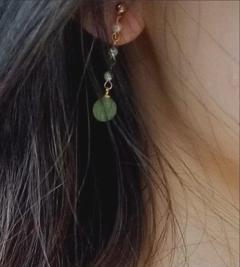 Natural Jade & Freshwater Pearl Dangle Earrings, Clip On Jade Earrings, Minimalist Pearl Drop Earrings, Elegant Gift