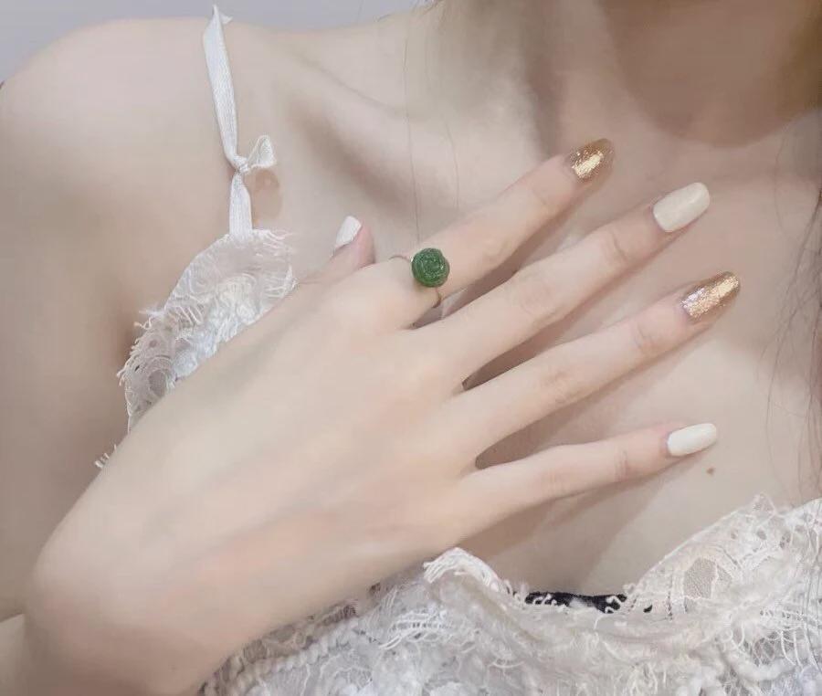 Carved Green Jade Rose Jewelry