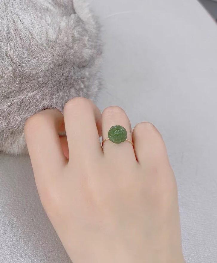 Carved Green Jade Rose Jewelry