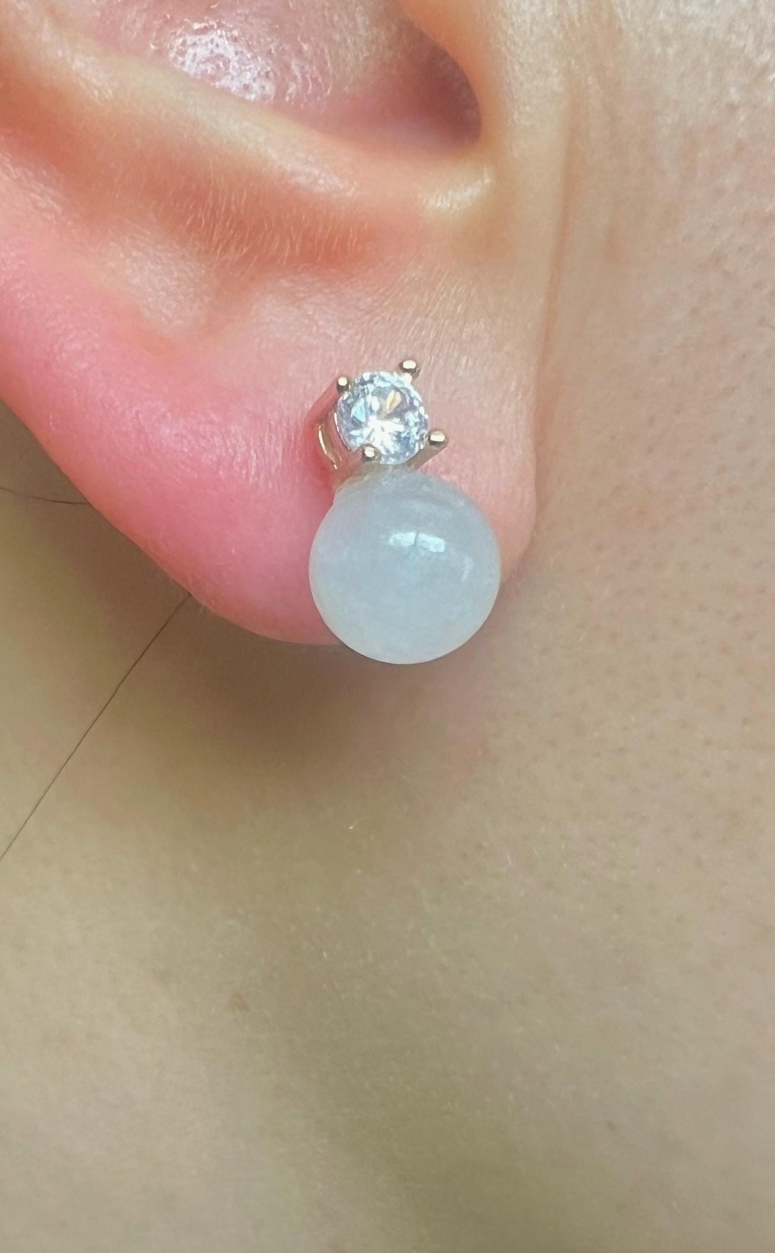 Minimalist Jade Stud Earrings • Pale Green Jade Earrings • Jade clip on earrings• Dainty Everyday Earrings • Elegant Jade Jewelry diamond.