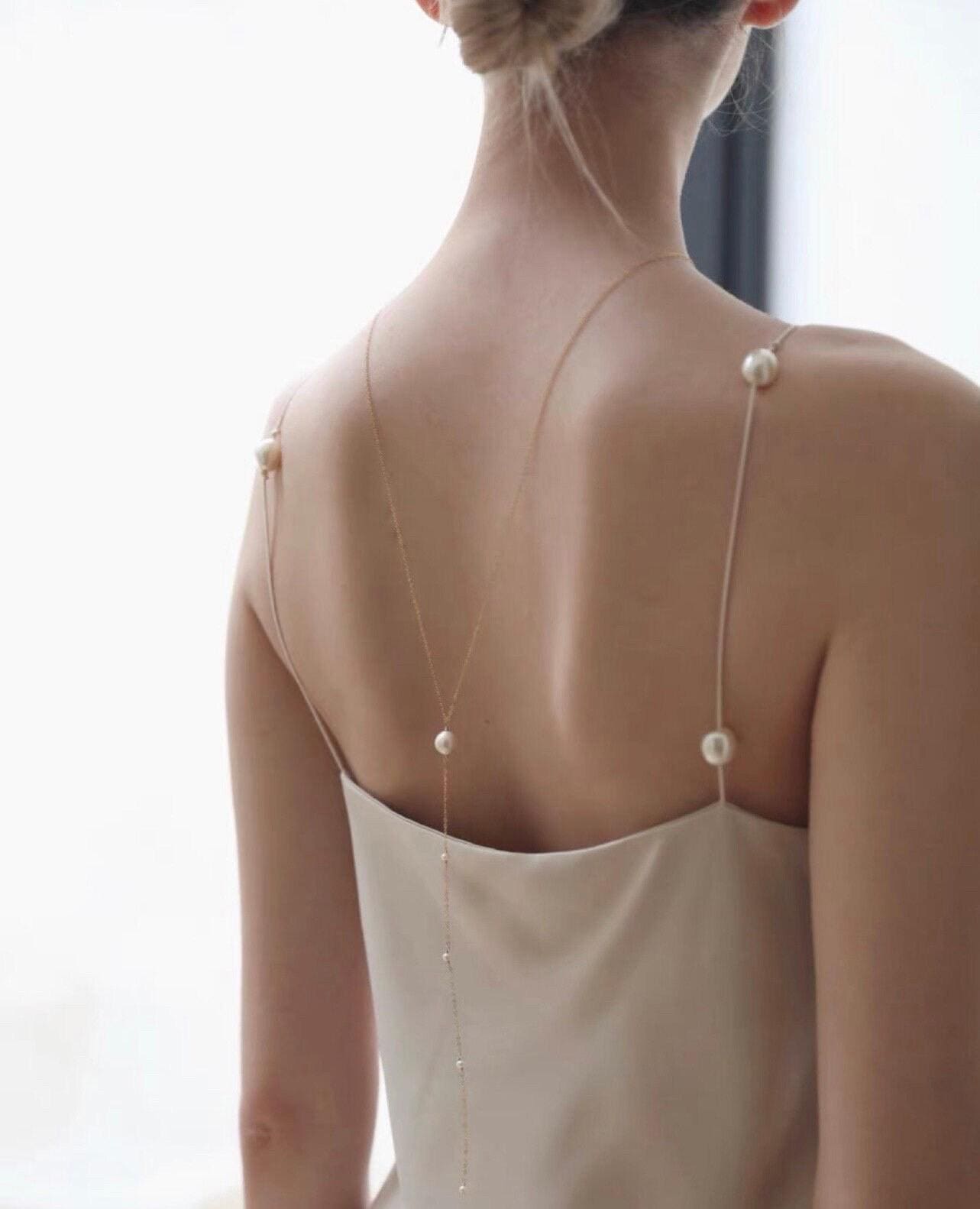 Gold Filled Pearl Lariat Necklace, Minimalist Pearl Y Necklace, Dainty Layered Necklace, Elegant Pearl Drop Necklace for Women