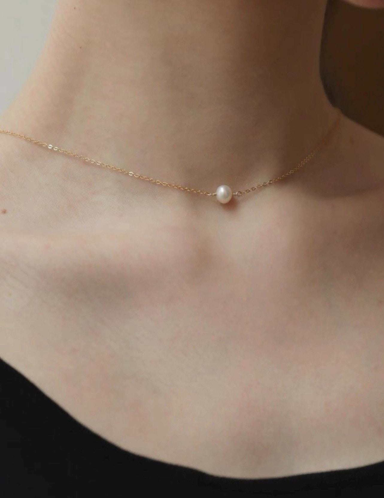 Gold Filled Pearl Lariat Necklace, Minimalist Pearl Y Necklace, Dainty Layered Necklace, Elegant Pearl Drop Necklace for Women