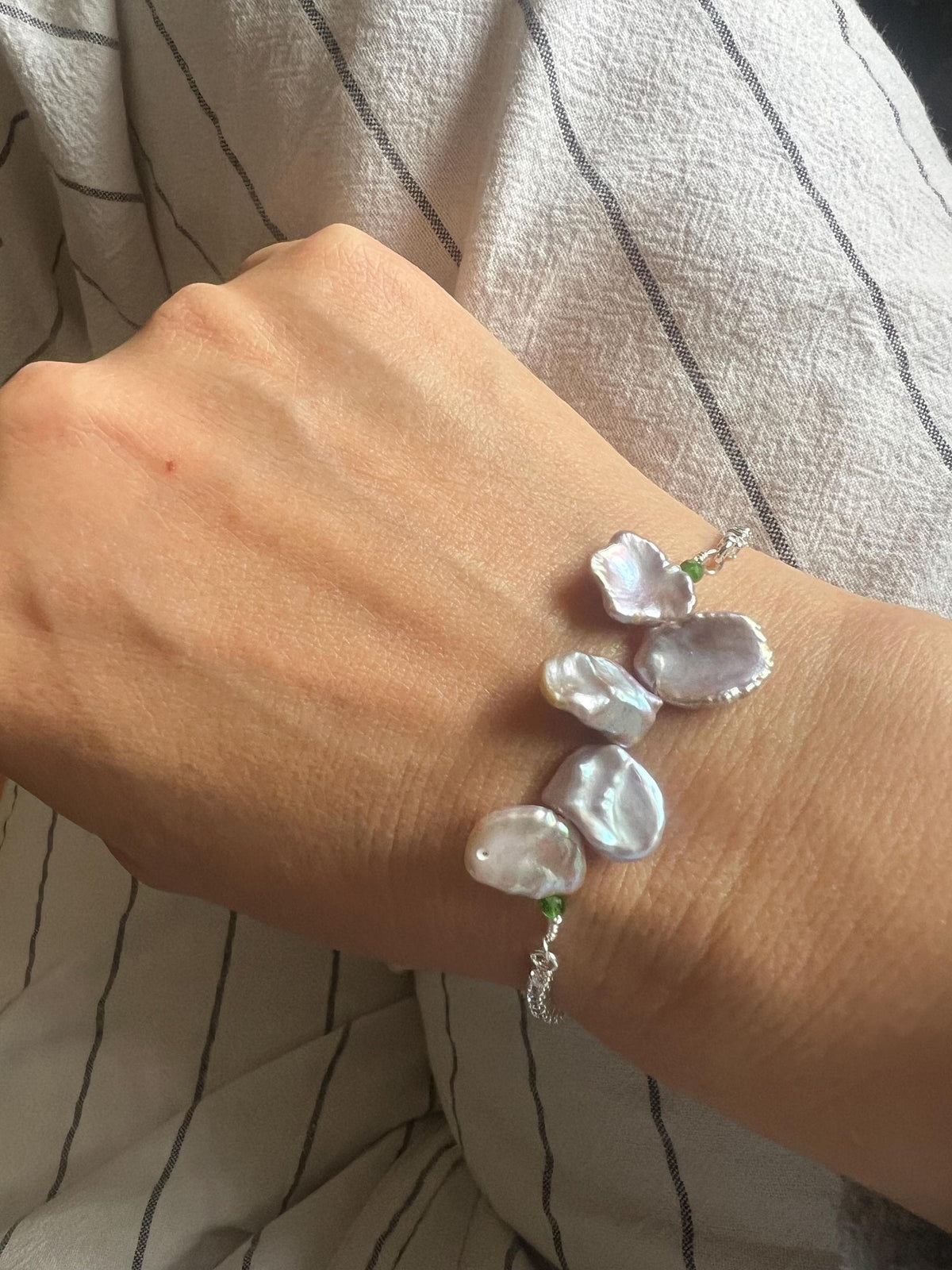 Baroque Keshi Pearl And Silver Tennis Chain Bracelet