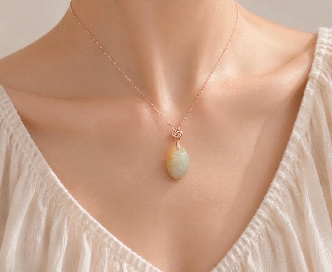 Yellow Jadeite Fortune Bean Pendant