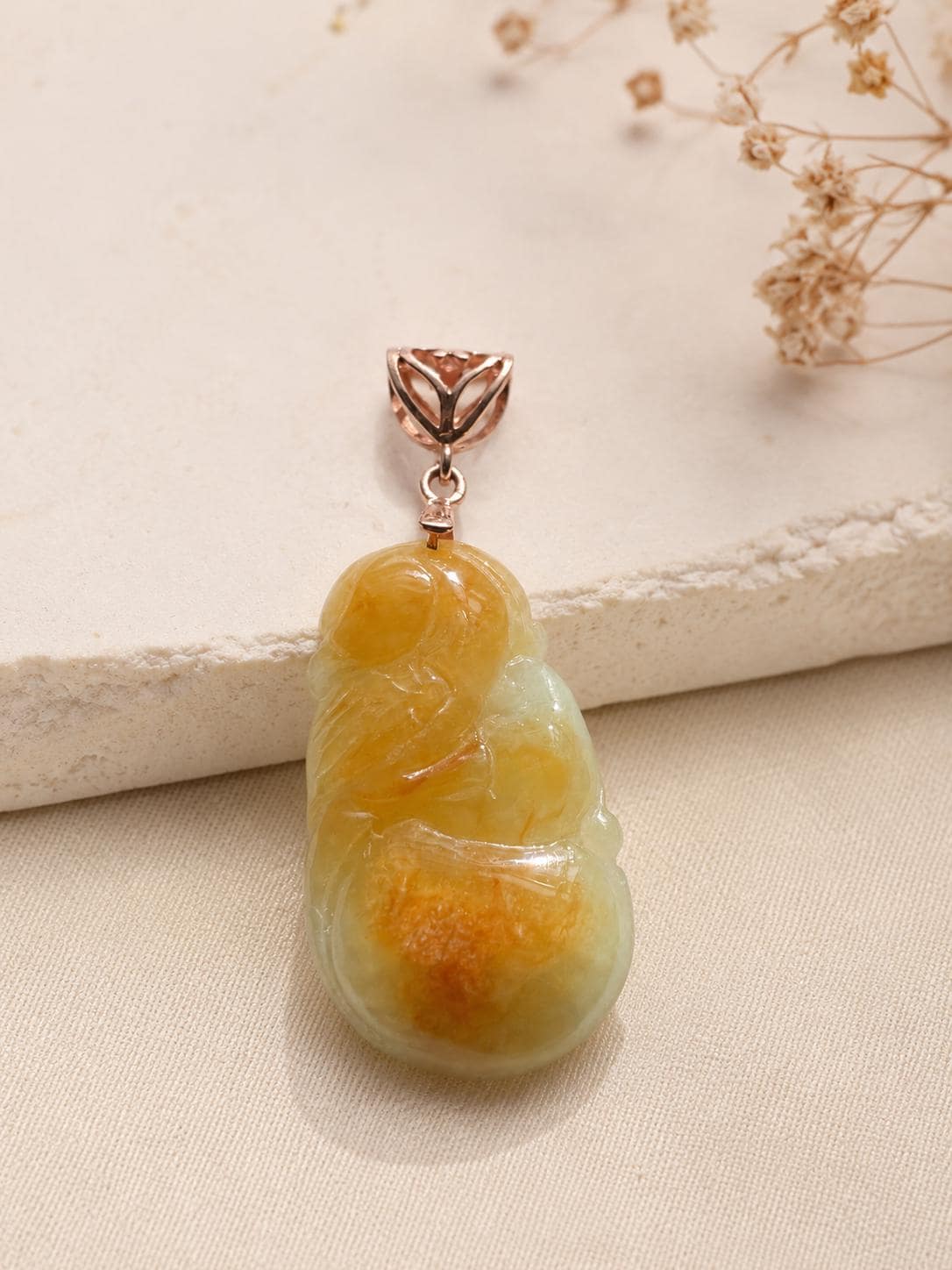 Yellow Jadeite Phoenix Pendant