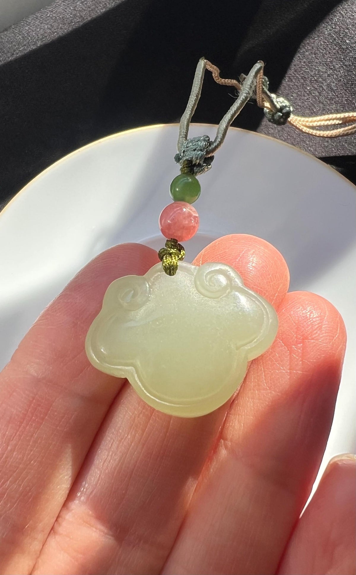 Green Jade Ruyi Lock Necklace