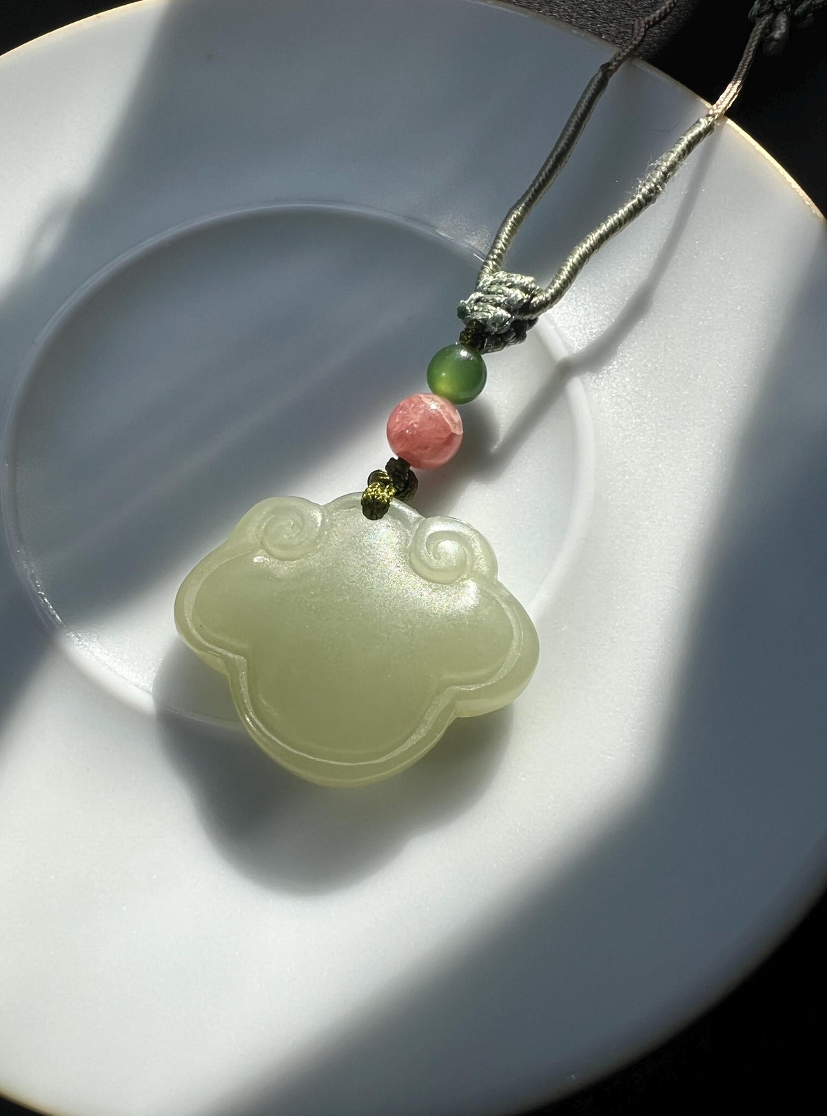 Green Jade Ruyi Lock Necklace