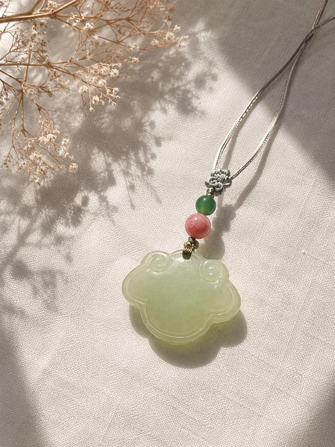 Green Jade Ruyi Lock Necklace