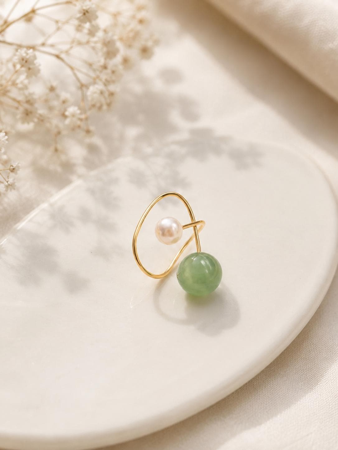 Jade & Pearl Ear Cuff