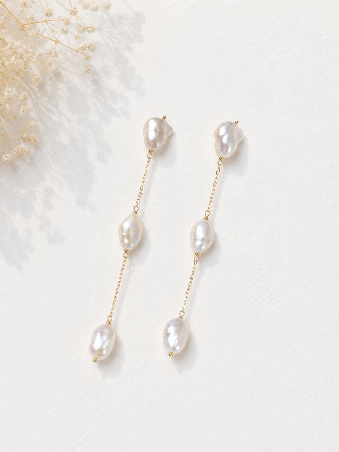 14K Gold Filled Baroque Pearl Dangle Earrings