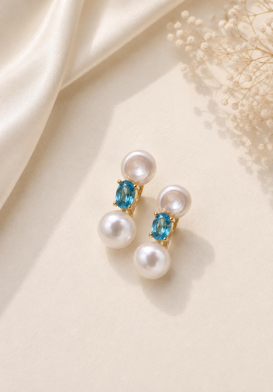 Clip On Freshwater Pearl CZ Earrings