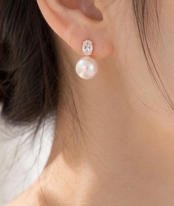 Clip On Freshwater Pearl CZ Earrings