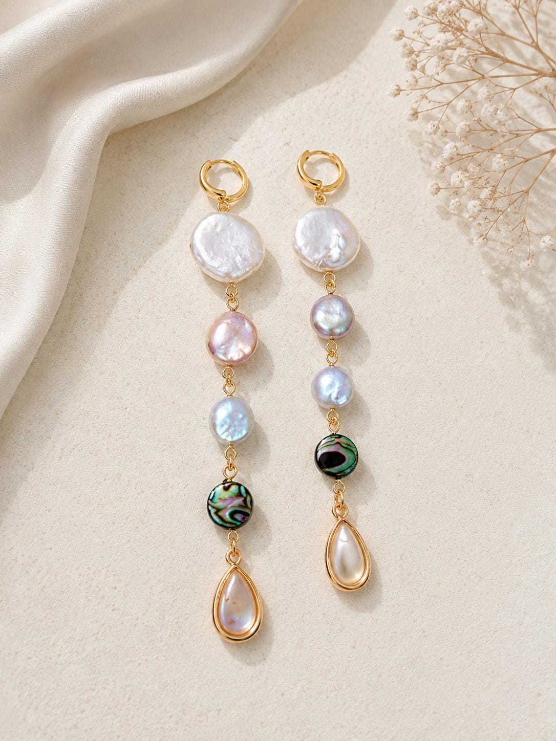 Baroque Pearl Multi- Colored Dangle Earrings