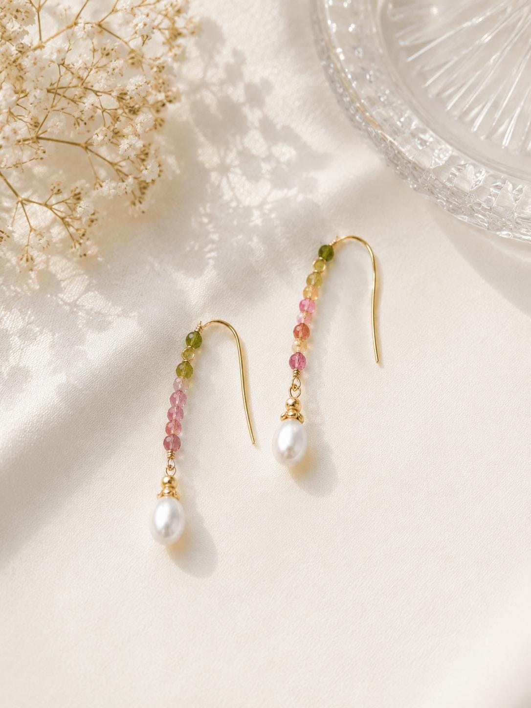Tourmaline & Pearl Drop Earrings