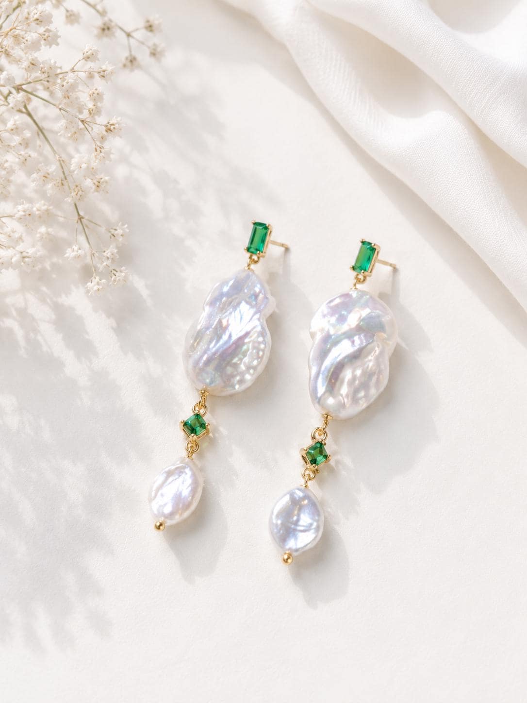 Art Deco Freshwater Pearl Dangle Earrings