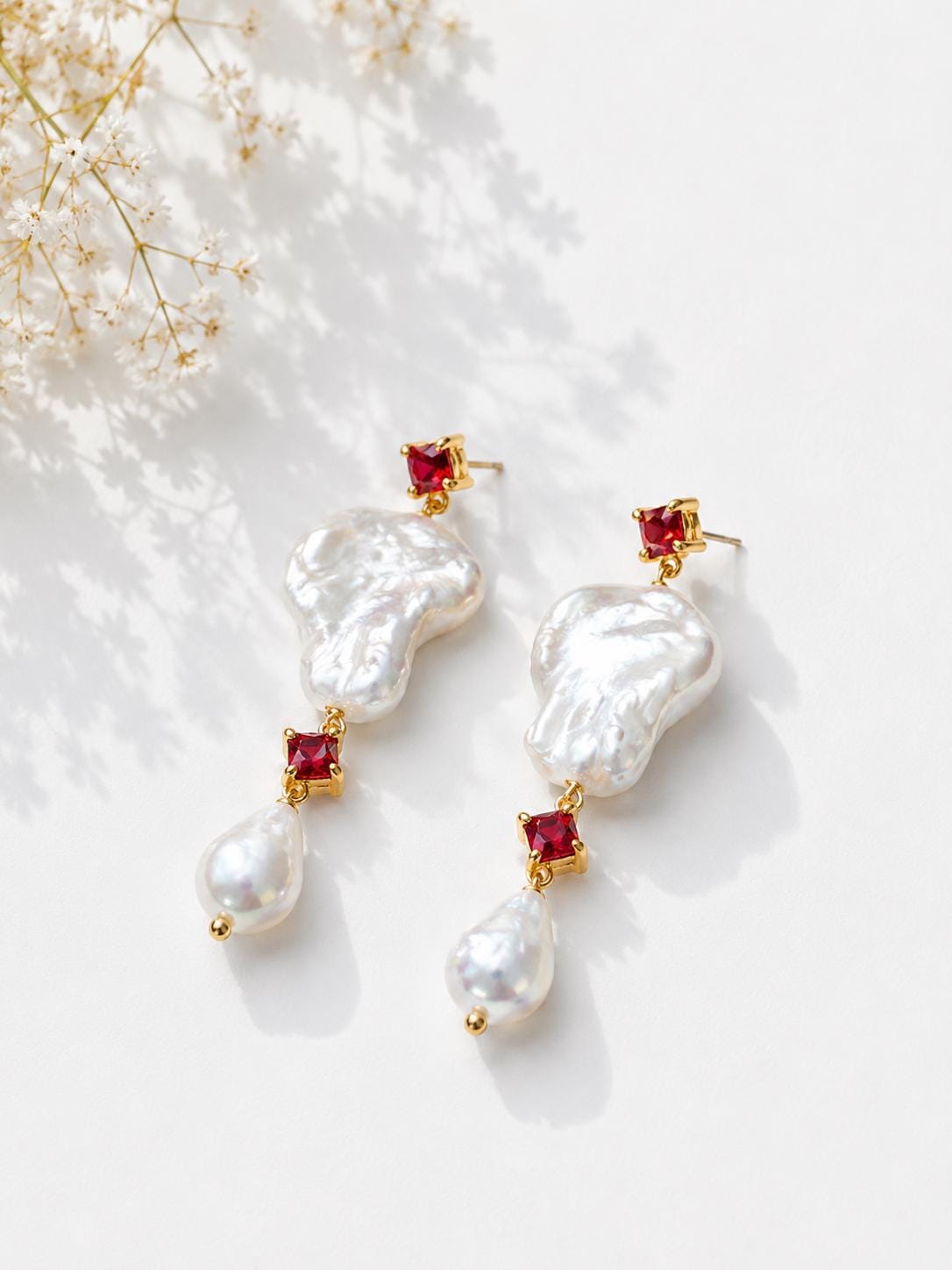 Art Deco Freshwater Pearl Dangle Earrings