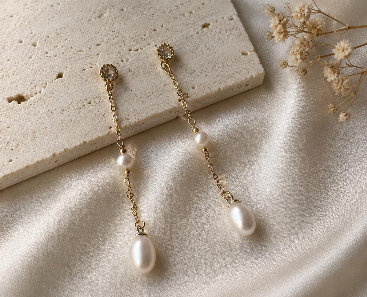 Freshwater Pearl Long Drop Earrings