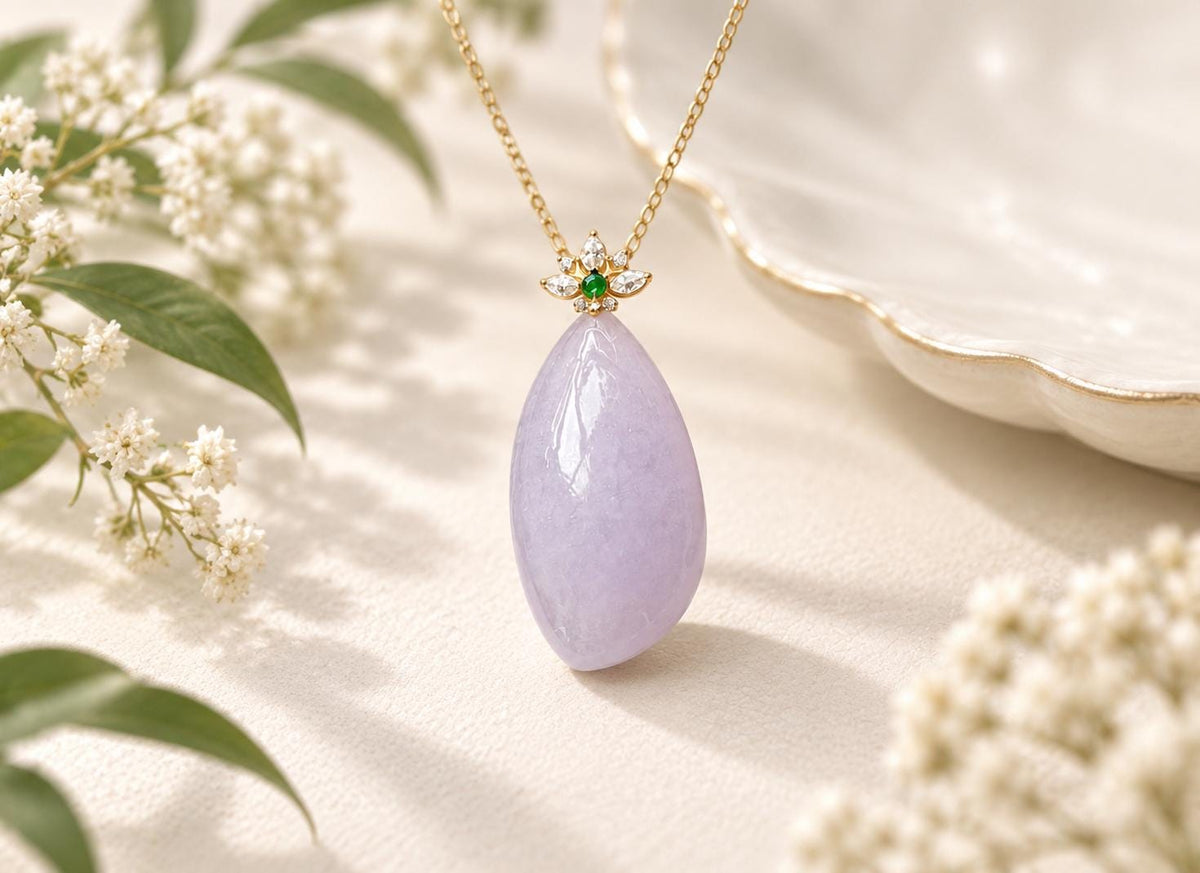 Lavender Jadeite Teardrop Fine Pendant