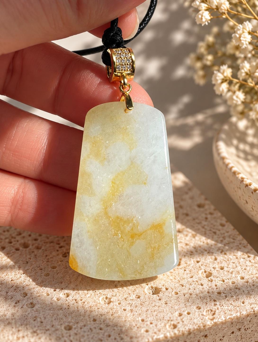 Jadeite Pendant with Yellow Markings