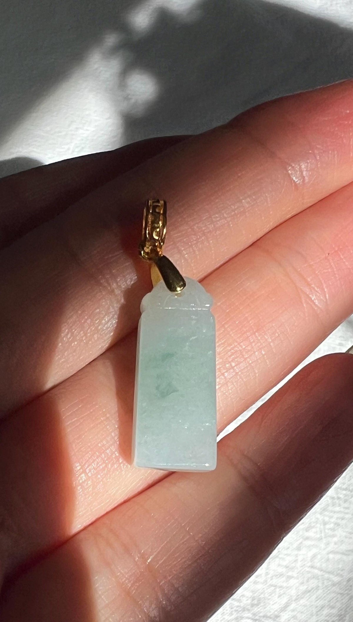 Green Jadeite Rectangular Peace Pendant