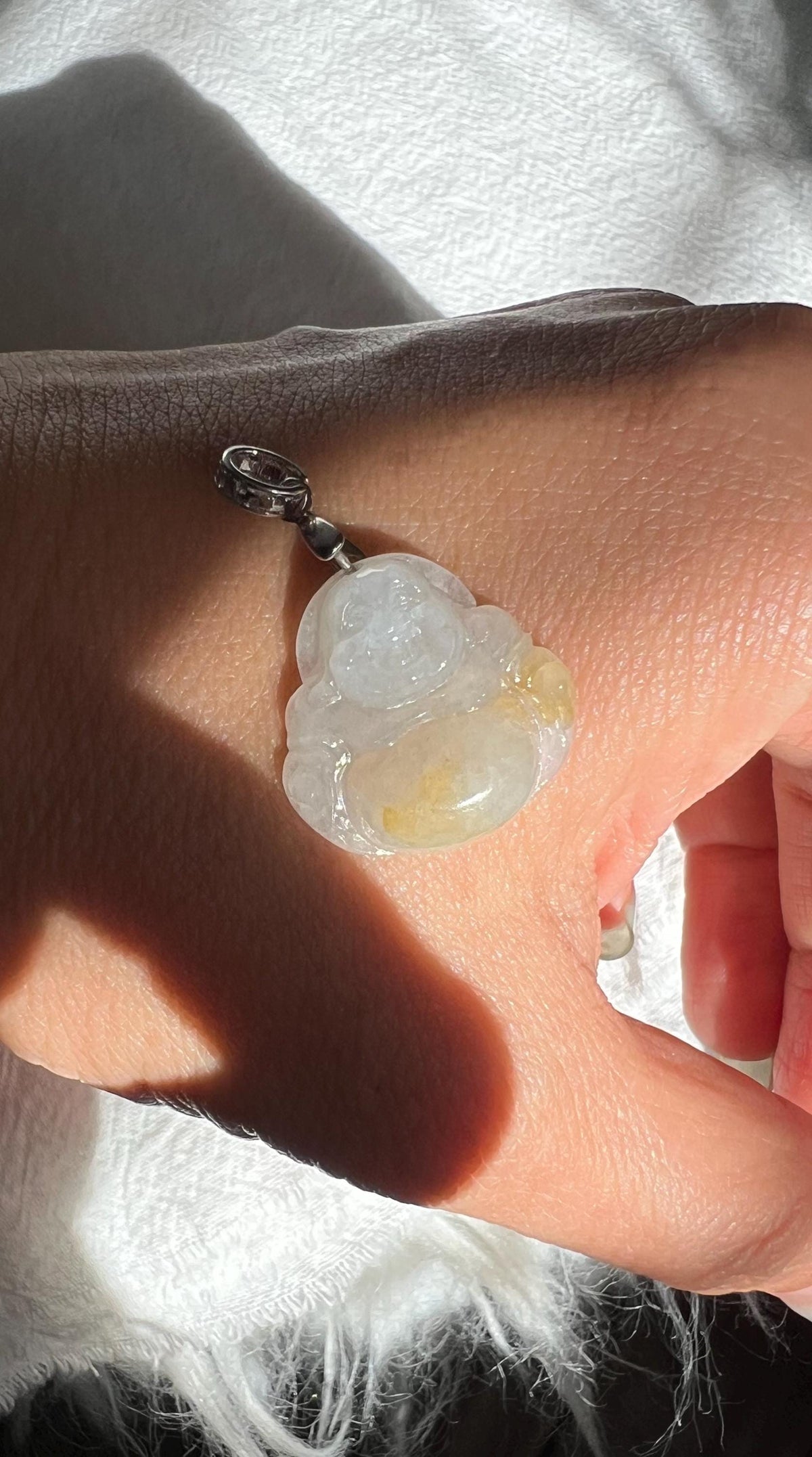 Jadeite Laughing Buddha Pendant