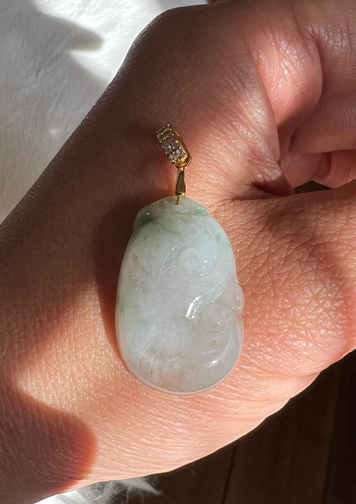 Lavender-Green Jadeite Ruyi Pendant