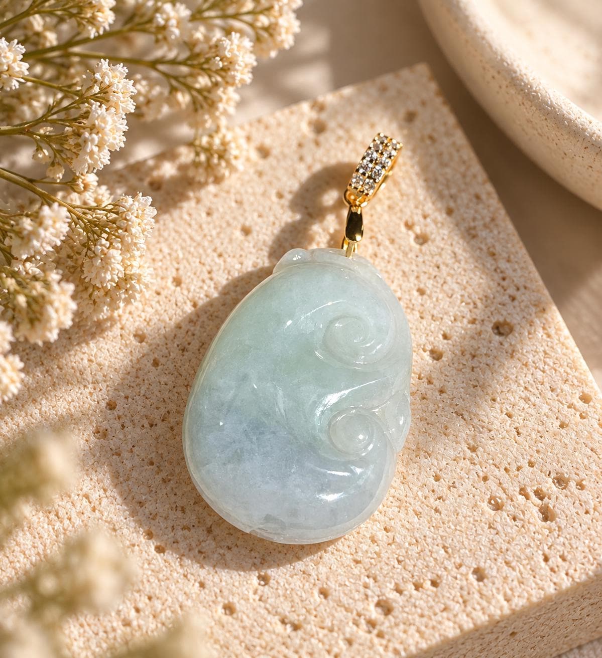 Lavender-Green Jadeite Ruyi Pendant