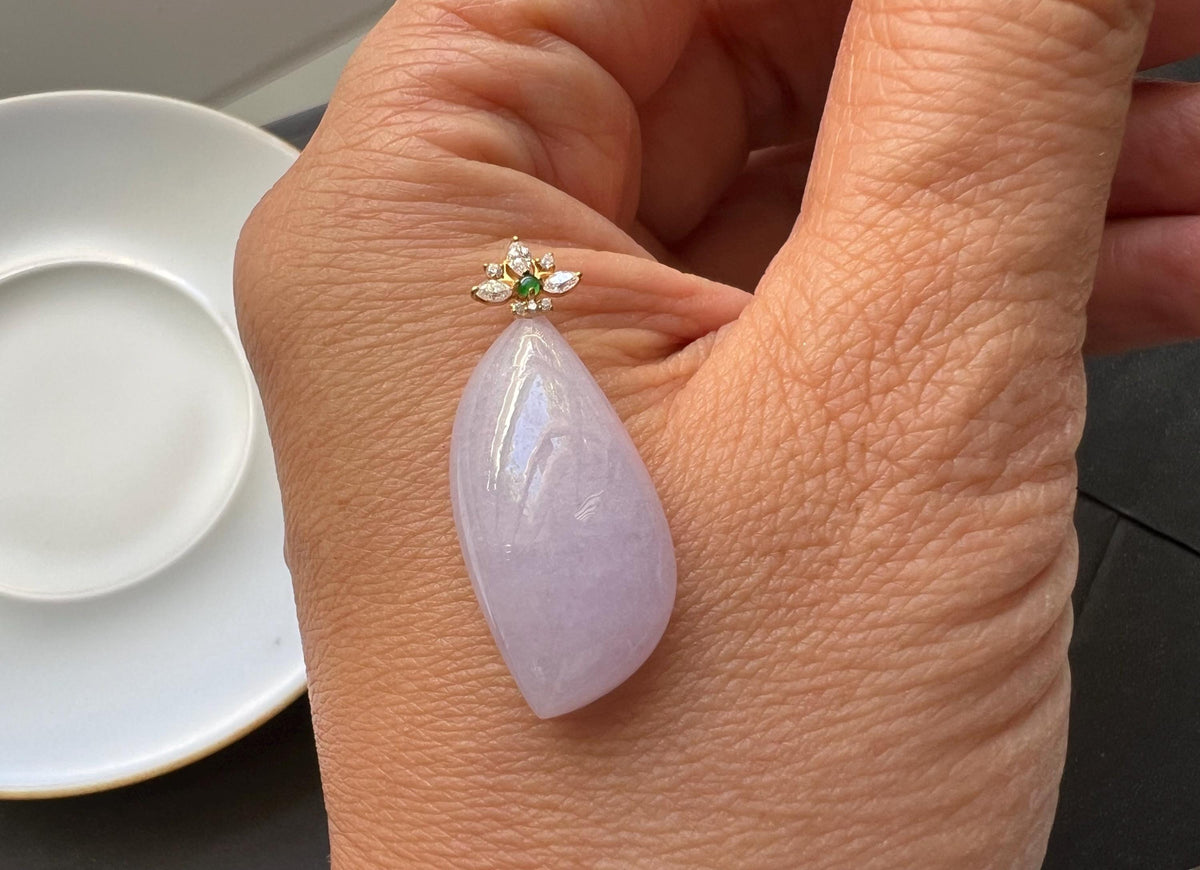 Lavender Jadeite Teardrop Fine Pendant