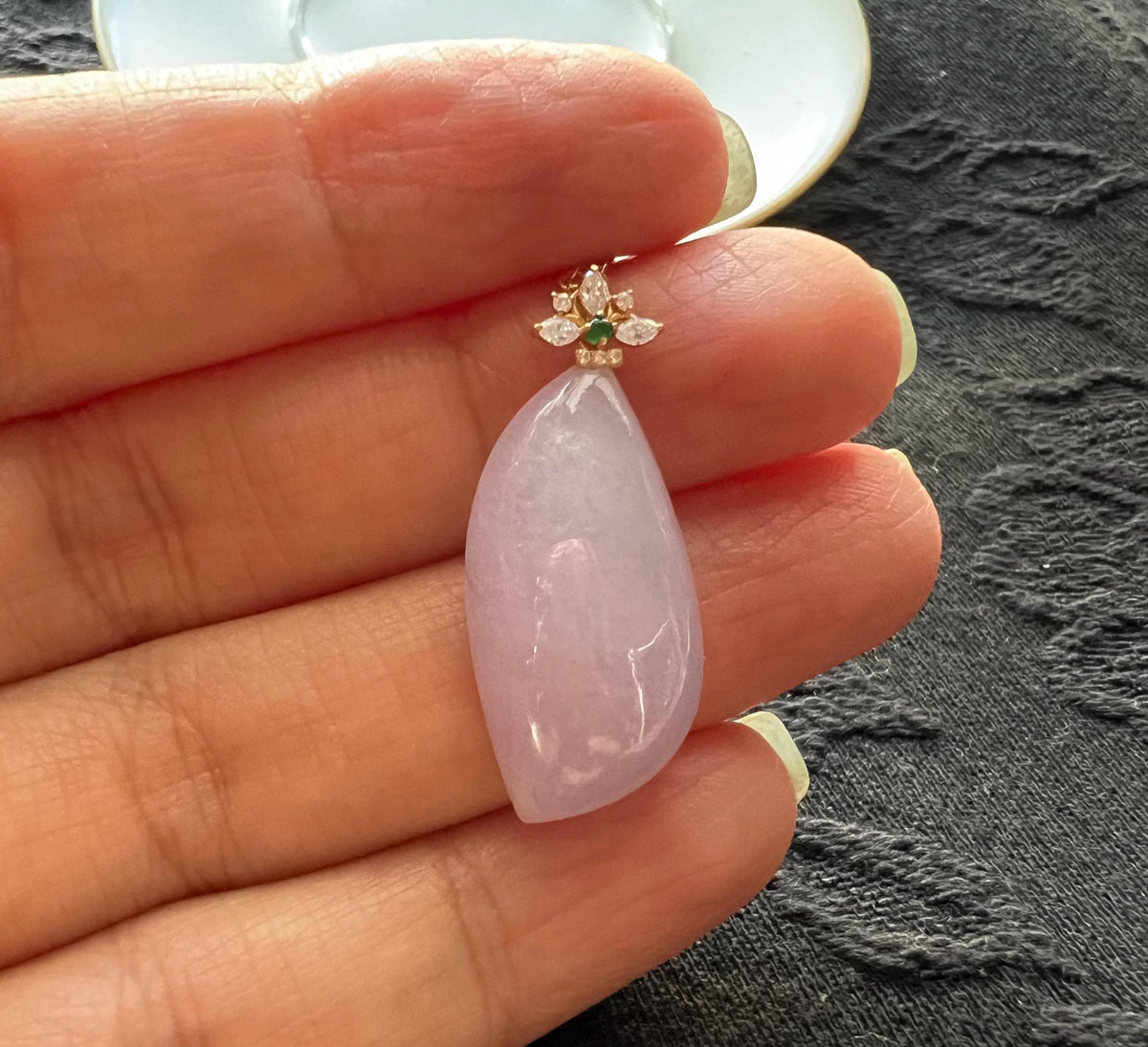 Lavender Jadeite Teardrop Fine Pendant