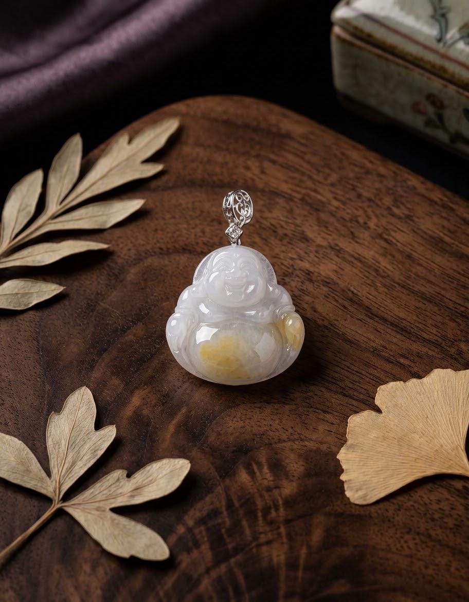 Jadeite Laughing Buddha Pendant
