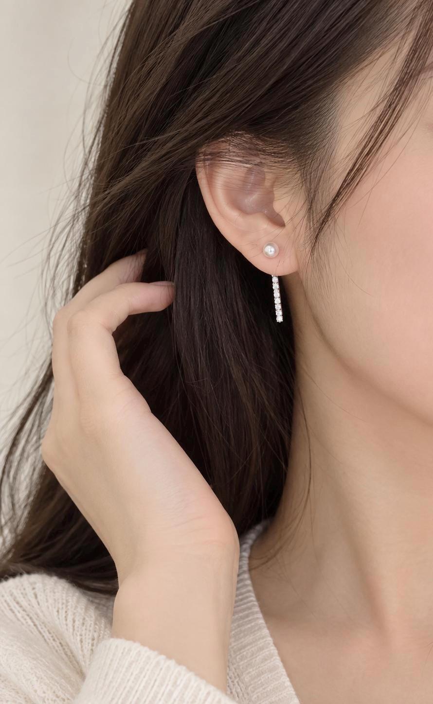 Freshwater Pearl Clip On Two Ways Wearing Stick Earrings