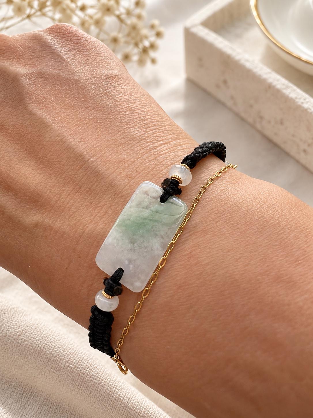 Jadeite Plaque Cord Bracelet