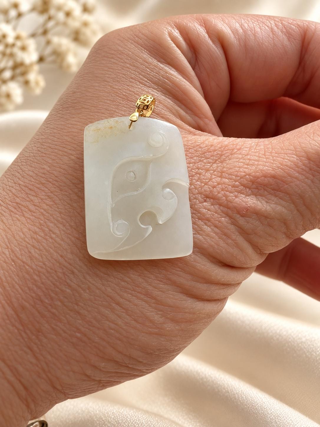 White Nephrite Mythical Beast Pendant