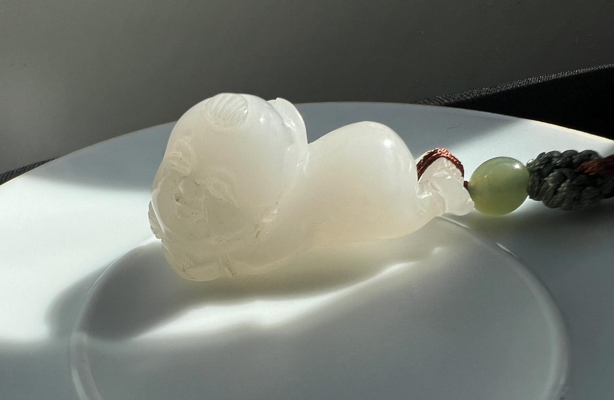 White Nephrite Lucky Child Pendant