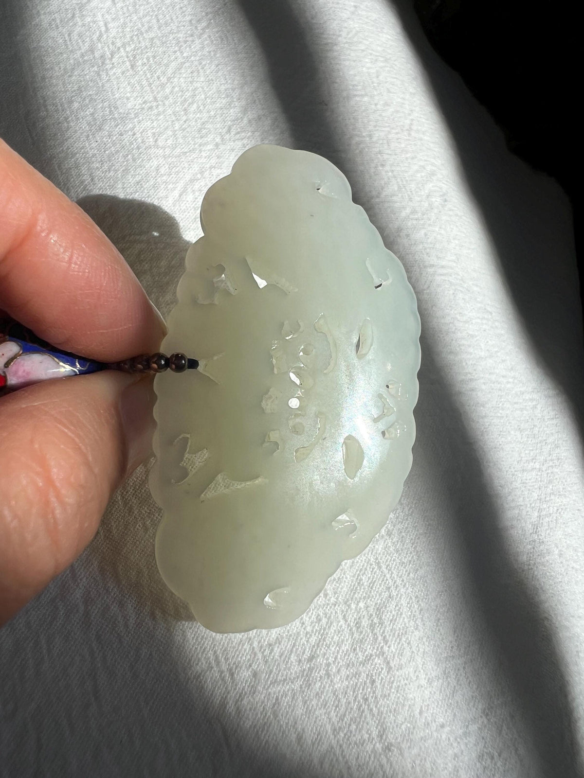 Nephrite Butterfly & Flower Pendant