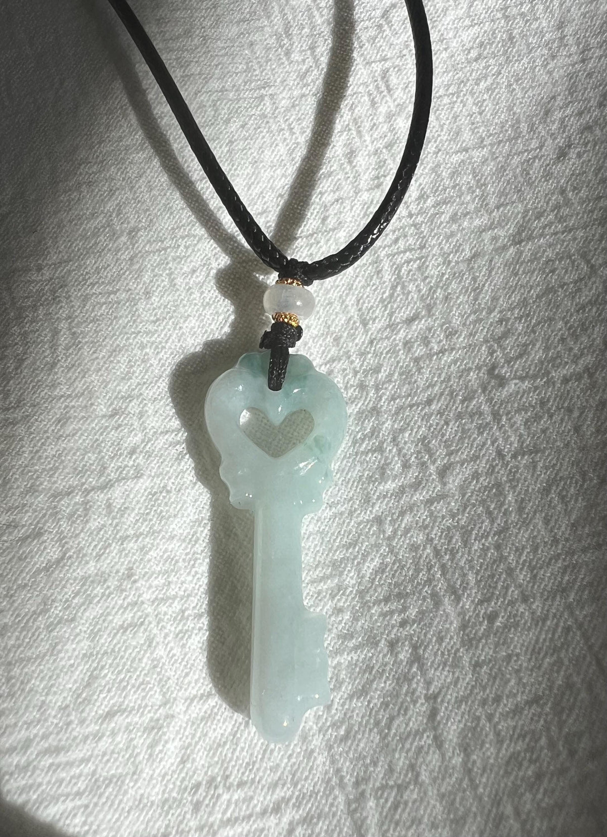 Green Jadeite Heart Key Necklace