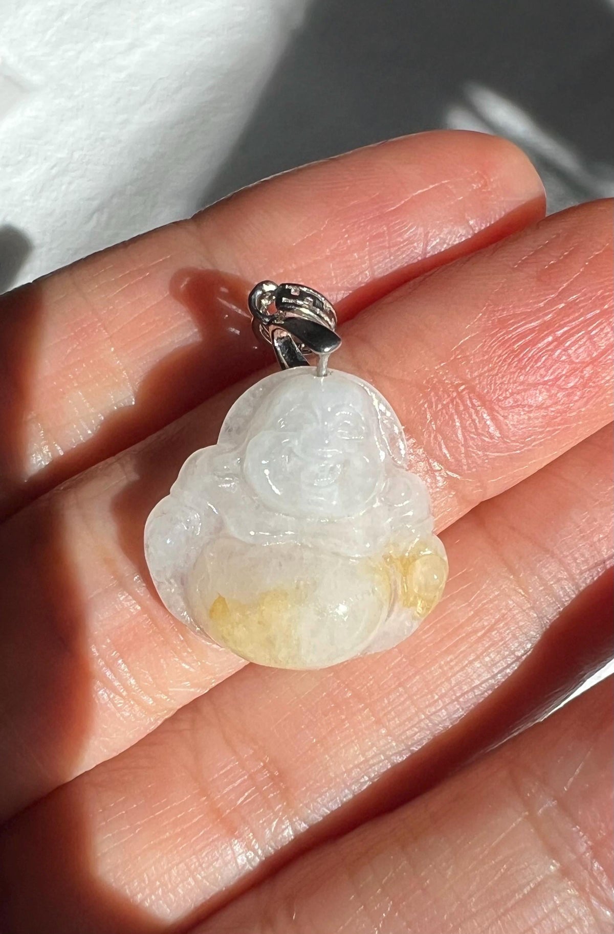 Jadeite Laughing Buddha Pendant
