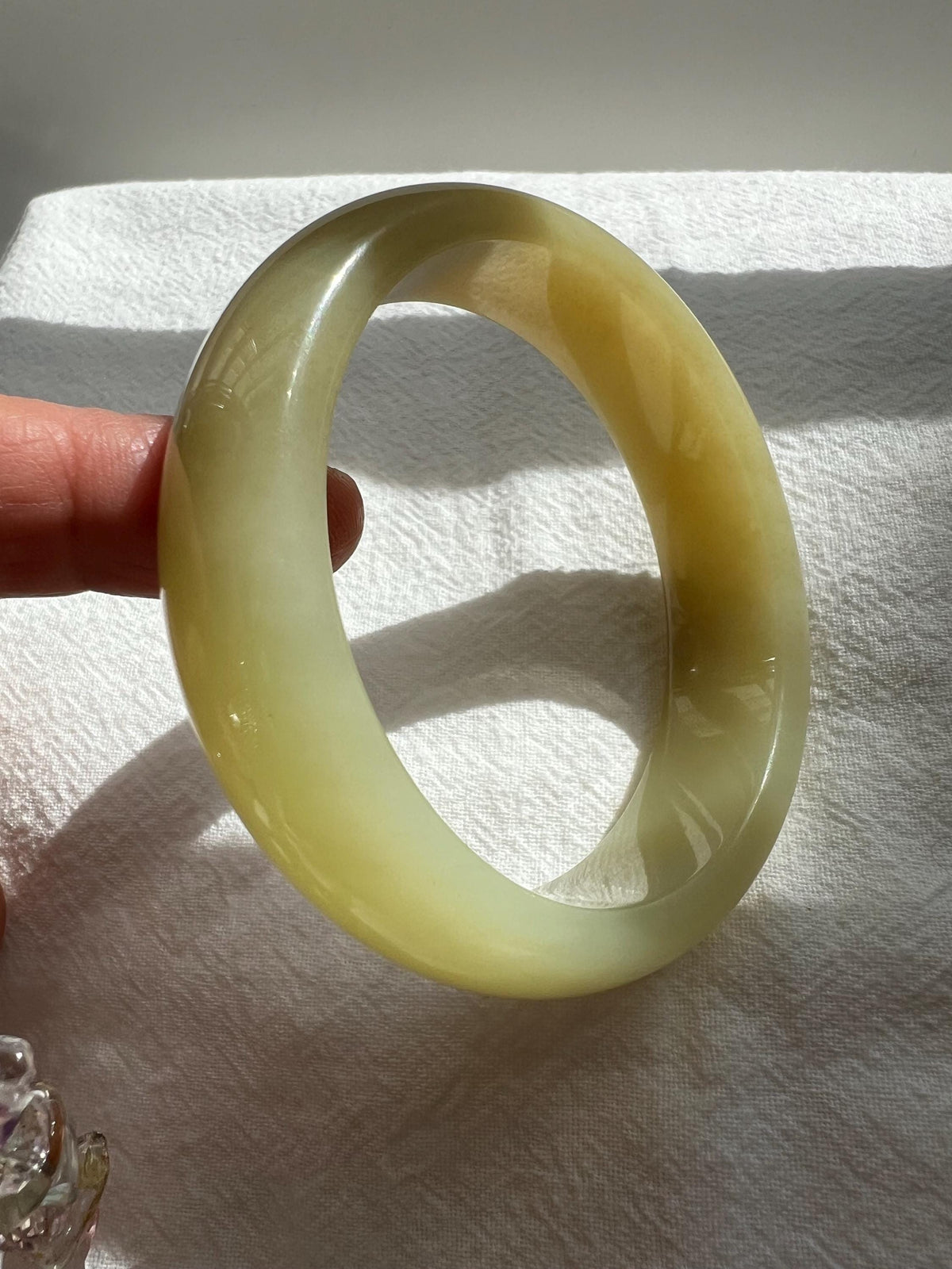 Smooth Yellow Nephrite Bangle, 56 mm