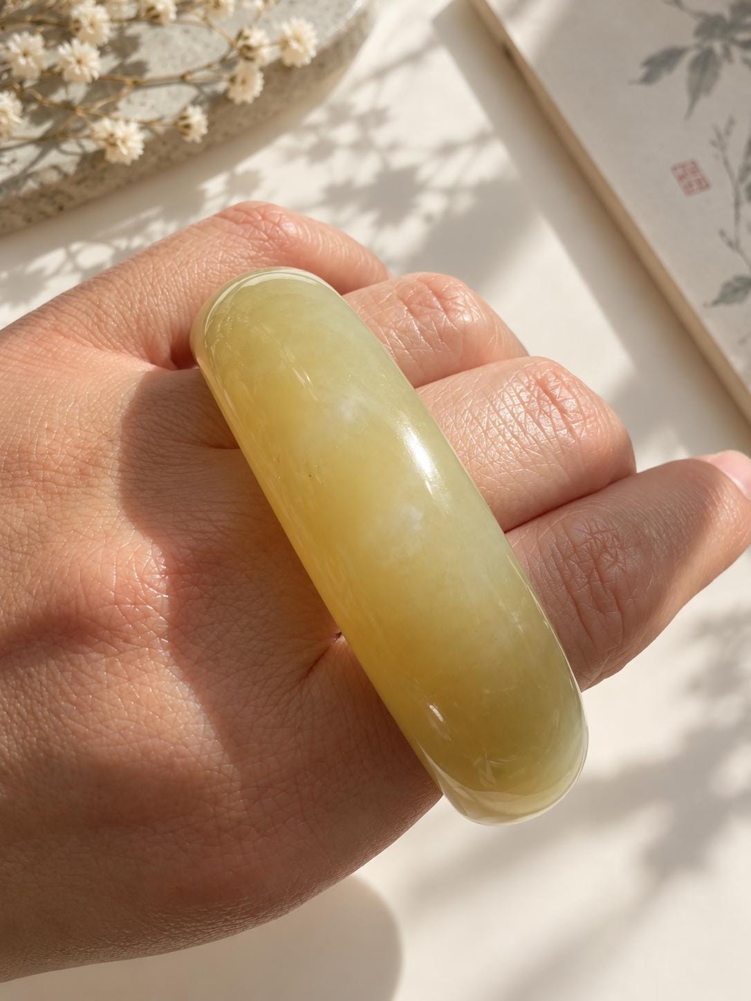 Yellow Nephrite Bangle, 56 mm